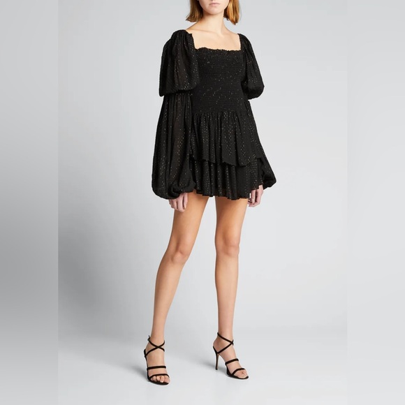 Caroline Constas Alexa smocked metallic blouson mini dress - Picture 11 of 11